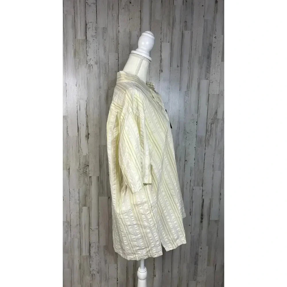 NWT Vintage Van Heusen Men's Large Yellow Striped Short Sleeve Button-Up Shirt - Picture 6 of 6